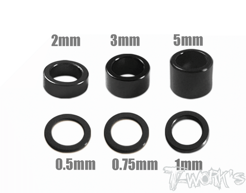 TA-019 Aluminum 4mm Bore Washer Set 0.5, 0.75 ,1 ,2 ,3 ,5mm each 4pcs.