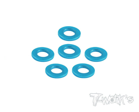 TA-059 Aluminum 2mm Bore Washer 0.5mm (Tamiya Blue)  6pcs.