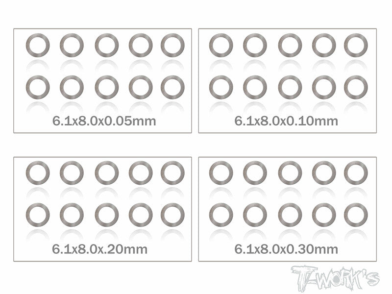 TA-095-6 6mm Shim Washer Set ( 0.05,0.1,0.2,0.3mm each 10pcs. )