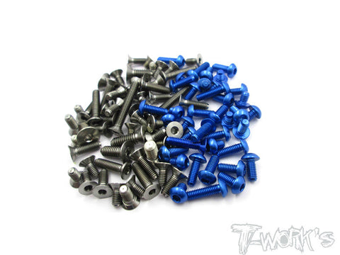 TASS-TC7.2 64 Titanium & 7075-T6 Dark Blue Screw set 99pcs. (For Team Associated TC7.2)