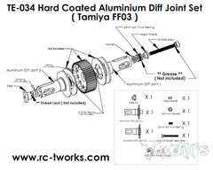 TE-034 Hard Coated Aluminium Diff Joint Set (For TAMIYA FF03)
