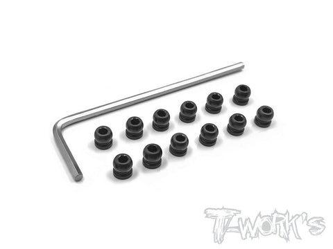 TE-156-12 7075-T6 Hard Coated Alum. 4.5mm Pivot Ball With 2mm Hex   ( For Serpent Project 4X EVO ) 12pcs.