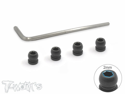 TE-156-4  7075-T6 Hard Coated Alum. 4.5mm Pivot Ball With 2mm Hex   ( For Serpent Project 4X ) 4pcs.