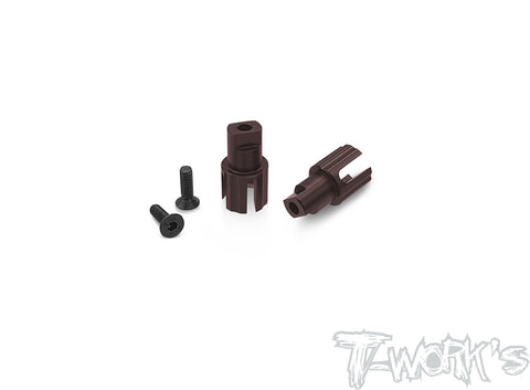TE-197-S	  TWIN Trough Spring Steel Solid Driveshaft Adapters  ( For Serpent X20'23 ) ** Only T-Work's ECS Drive Shaft Use **