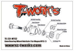TE-231-MTC2  6mm Bearing Wheel Hub Axle ( Mugen MTC-2) 2pcs.