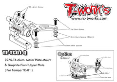 TE-TC01-Q   7075-T6 Alum. Motor Plate Mount & Graphite Front Upper Plate ( For Tamiya TC-01 )
