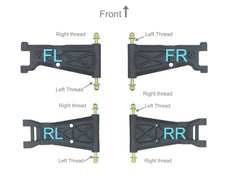 TN-SDX-L Titanium Nitride Left Thread Pivot ball Arm ( For Serpent Spyder SDX4 ) 4pcs.