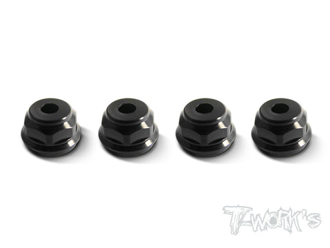 TO-001 Aluminum low body mounting cap,grooved for folding shock boots ( For XrayXB808 ) 4pcs.