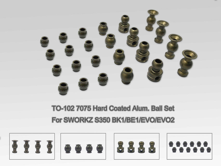 TO-102 7075 Hard Coated Alum. Ball Set ( For Sworkz S350 BK1/BE1/EVO/EVO2 ) 24pcs
