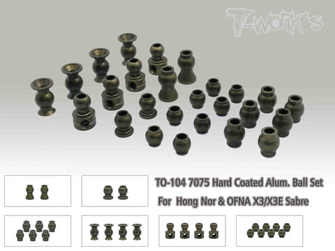 TO-104 7075 Hard Coated Alum. Ball Set ( For  Hong Nor & OFNA X3/X3E Sabre,IGT8)