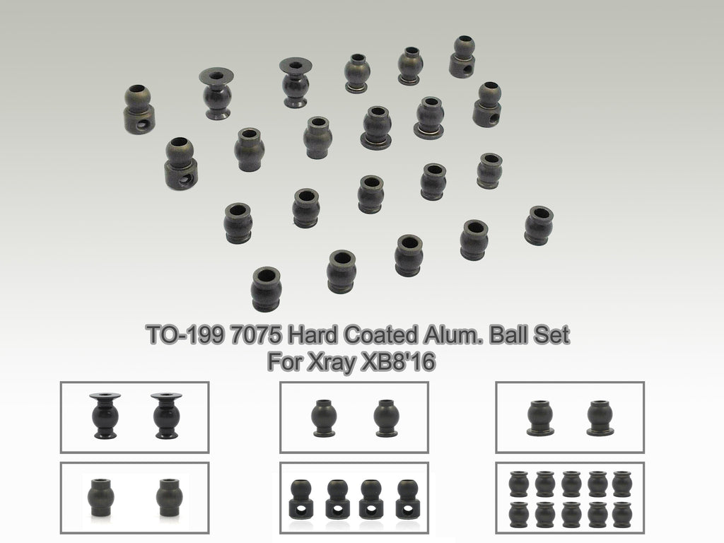 TO-199  7075 Hard Coated Alum. Ball Set ( For Xray XB8'16 / XB8E'16/ XB8'19 ) 22pcs.