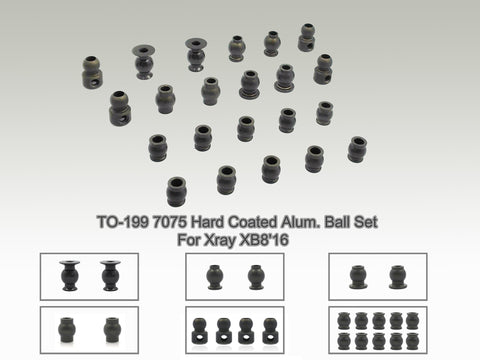TO-199  7075 Hard Coated Alum. Ball Set ( For Xray XB8'16 / XB8E'16/ XB8'19 ) 22pcs.