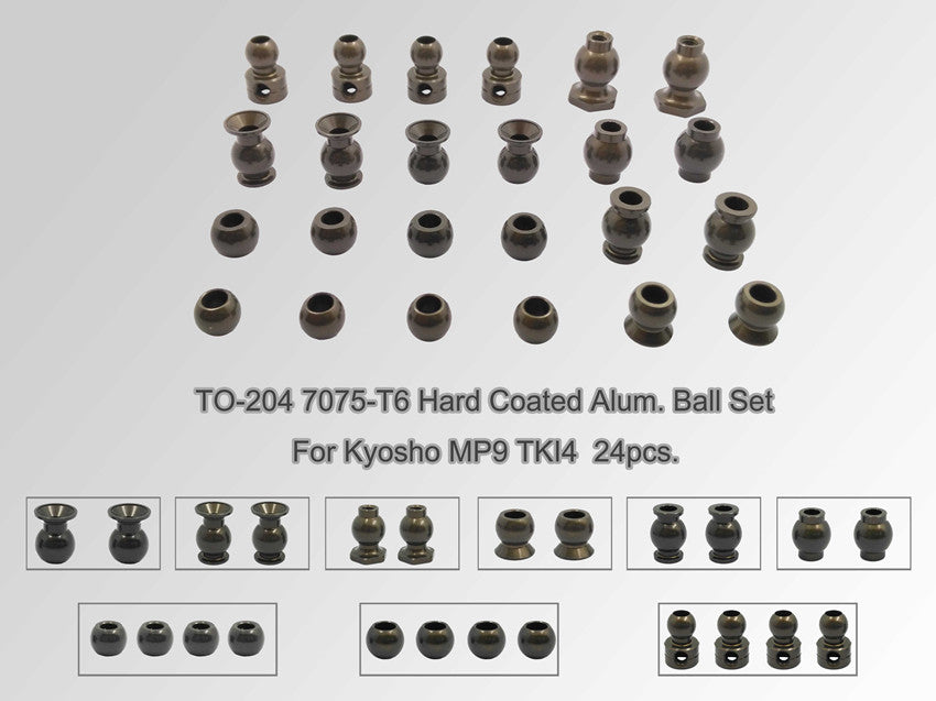 TO-204 7075-T6 Hard Coated Alum. Ball Set ( For Kyosho MP9 TKI4,GT3,MP9e EVO ) 24pcs.
