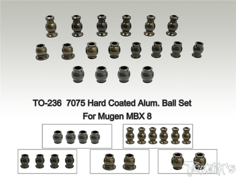 TO-236    7075 Hard Coated Alum. Ball Set ( For Mugen MBX 8 /Mugen MBX8 ECO/Mugen MBX8R) 18pcs