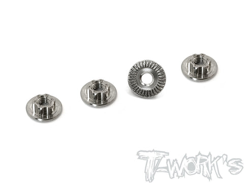 TP-034S	64 Titanium Light Weight large-contact Serrated M4 Short Wheel Nuts ( 4pcs. )