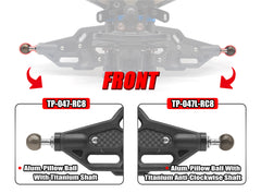 TP-047L-RC8	Alum. Pillow Ball With Titanium Anti-Clockwise Shaft ( RC8 B4/B3.2/B3.1 )2pcs.