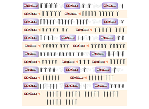 TSSU-NB482.1	  64 Titanium Screw set ( UFO Head ) 171pcs.( For TEKNO NB48 2.1 )