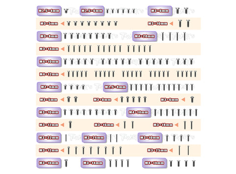 TSSU-RC8B4E	64 Titanium Screw set ( UFO Head ) 161pcs.( For Team Associated RC8 B4E  )