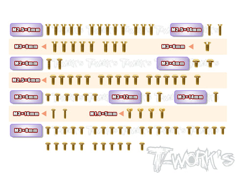 GSS-AT1-T Gold Plated Steel Upper Deck Screw set 90pcs.( For Xpress AT1 )